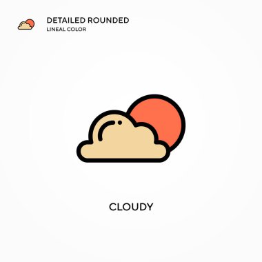Bulutlu vektör simgesi. Modern vektör illüstrasyon kavramları. Düzenlemesi ve kişiselleştirmesi kolay.