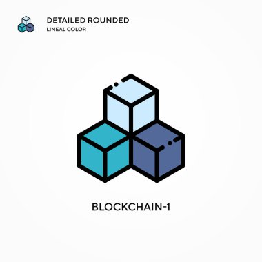 Blokzincir1 vektör simgesi. Modern vektör illüstrasyon kavramları. Düzenlemesi ve kişiselleştirmesi kolay.