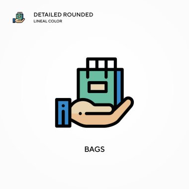 Bags vektör simgesi. Modern vektör illüstrasyon kavramları. Düzenlemesi ve kişiselleştirmesi kolay.