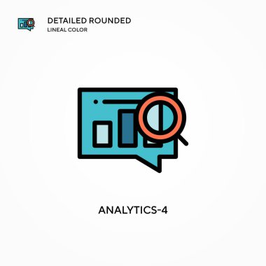 Analitik-4 vektör simgesi. Modern vektör illüstrasyon kavramları. Düzenlemesi ve kişiselleştirmesi kolay.