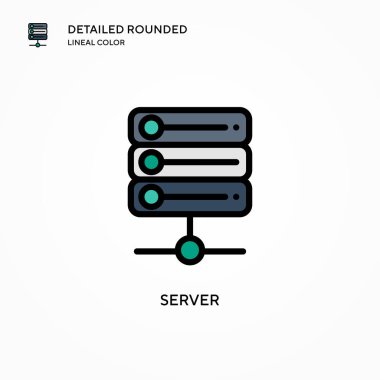 Sunucu vektör simgesi. Modern vektör illüstrasyon kavramları. Düzenlemesi ve kişiselleştirmesi kolay.