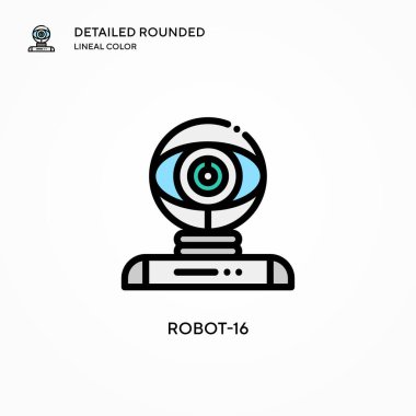 Robot-16 vektör simgesi. Modern vektör illüstrasyon kavramları. Düzenlemesi ve kişiselleştirmesi kolay.