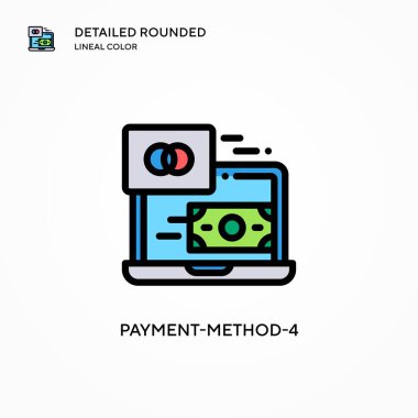 Ödeme yöntemi-4 vektör simgesi. Modern vektör illüstrasyon kavramları. Düzenlemesi ve kişiselleştirmesi kolay.