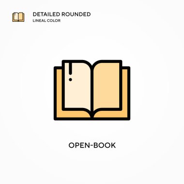 Açık-kitap vektör simgesi. Modern vektör illüstrasyon kavramları. Düzenlemesi ve kişiselleştirmesi kolay.