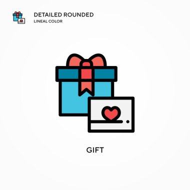 Hediye vektör simgesi. Modern vektör illüstrasyon kavramları. Düzenlemesi ve kişiselleştirmesi kolay.