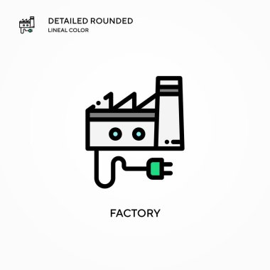 Fabrika vektör simgesi. Modern vektör illüstrasyon kavramları. Düzenlemesi ve kişiselleştirmesi kolay.