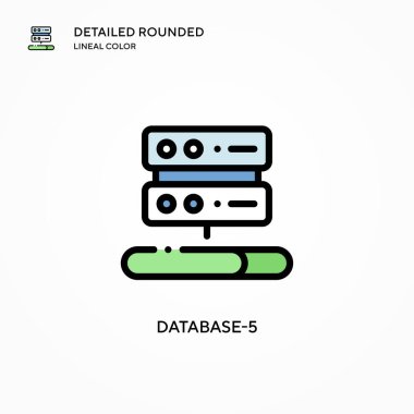 Veritabanı-5 vektör simgesi. Modern vektör illüstrasyon kavramları. Düzenlemesi ve kişiselleştirmesi kolay.
