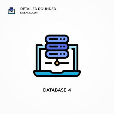 Veritabanı 4 vektör simgesi. Modern vektör illüstrasyon kavramları. Düzenlemesi ve kişiselleştirmesi kolay.