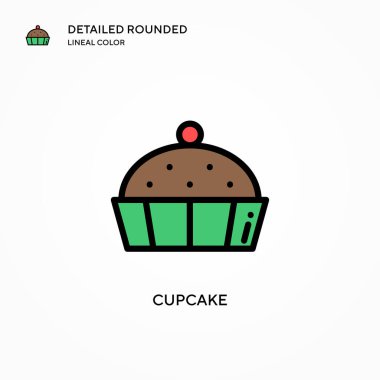 Cupcake vektör simgesi. Modern vektör illüstrasyon kavramları. Düzenlemesi ve kişiselleştirmesi kolay.