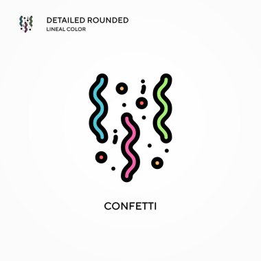 Konfeti vektör simgesi. Modern vektör illüstrasyon kavramları. Düzenlemesi ve kişiselleştirmesi kolay.