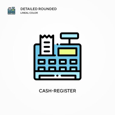 Yazar kasa vektör simgesi. Modern vektör illüstrasyon kavramları. Düzenlemesi ve kişiselleştirmesi kolay.