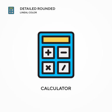 Hesap makinesi vektör simgesi. Modern vektör illüstrasyon kavramları. Düzenlemesi ve kişiselleştirmesi kolay.