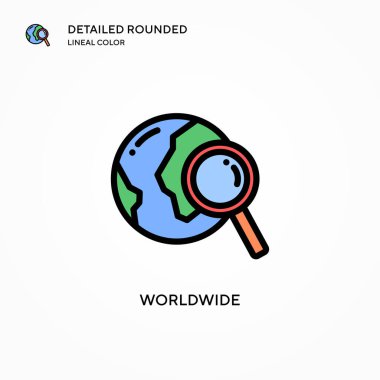Dünya çapında vektör simgesi. Modern vektör illüstrasyon kavramları. Düzenlemesi ve kişiselleştirmesi kolay.