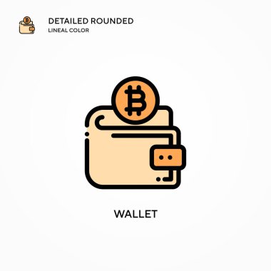 Cüzdan vektör simgesi. Modern vektör illüstrasyon kavramları. Düzenlemesi ve kişiselleştirmesi kolay.