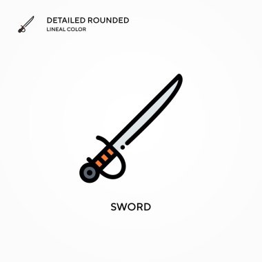Kılıç vektör simgesi. Modern vektör illüstrasyon kavramları. Düzenlemesi ve kişiselleştirmesi kolay.