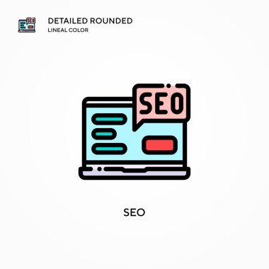 Seo vektör simgesi. Modern vektör illüstrasyon kavramları. Düzenlemesi ve kişiselleştirmesi kolay.