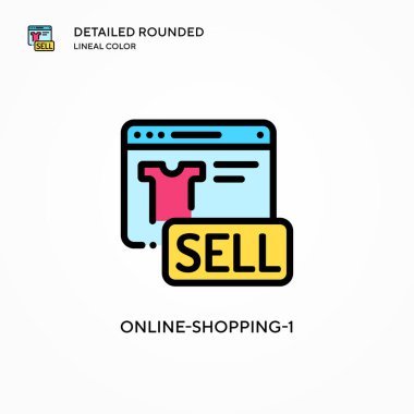 Çevrimiçi alışveriş-1 vektör simgesi. Modern vektör illüstrasyon kavramları. Düzenlemesi ve kişiselleştirmesi kolay.