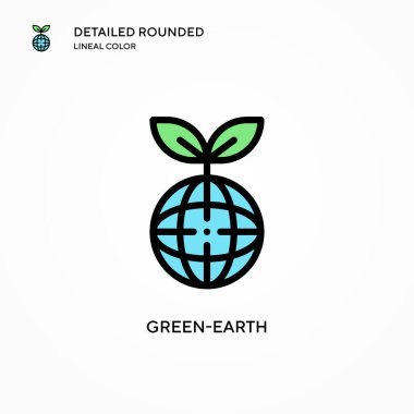 Yeşil Dünya vektör simgesi. Modern vektör illüstrasyon kavramları. Düzenlemesi ve kişiselleştirmesi kolay.