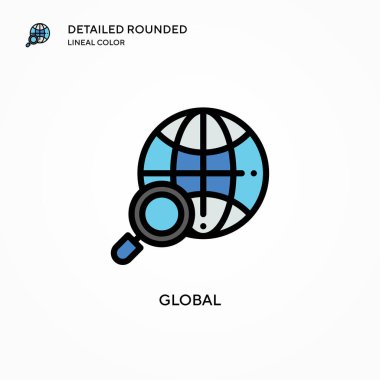 Küresel vektör simgesi. Modern vektör illüstrasyon kavramları. Düzenlemesi ve kişiselleştirmesi kolay.