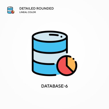 Veritabanı-6 vektör simgesi. Modern vektör illüstrasyon kavramları. Düzenlemesi ve kişiselleştirmesi kolay.