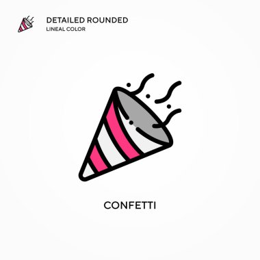 Konfeti vektör simgesi. Modern vektör illüstrasyon kavramları. Düzenlemesi ve kişiselleştirmesi kolay.