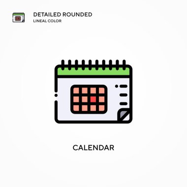 Takvim vektör simgesi. Modern vektör illüstrasyon kavramları. Düzenlemesi ve kişiselleştirmesi kolay.