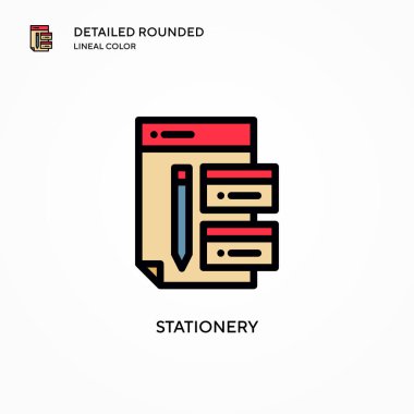 Kırtasiye vektör simgesi. Modern vektör illüstrasyon kavramları. Düzenlemesi ve kişiselleştirmesi kolay.