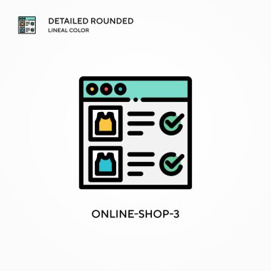 Çevrimiçi-shop-3 vektör simgesi. Modern vektör illüstrasyon kavramları. Düzenlemesi ve kişiselleştirmesi kolay.