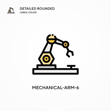 Mekanik kol-6 vektör simgesi. Modern vektör illüstrasyon kavramları. Düzenlemesi ve kişiselleştirmesi kolay.