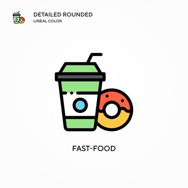 Fast food vektör simgesi. Modern vektör illüstrasyon kavramları. Düzenlemesi ve kişiselleştirmesi kolay.