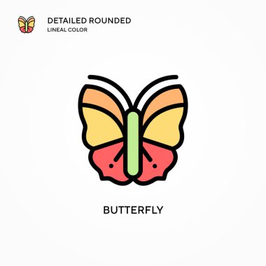 Kelebek vektör simgesi. Modern vektör illüstrasyon kavramları. Düzenlemesi ve kişiselleştirmesi kolay.