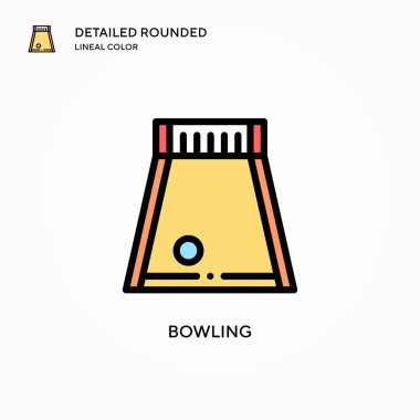 Bowling vektör simgesi. Modern vektör illüstrasyon kavramları. Düzenlemesi ve kişiselleştirmesi kolay.