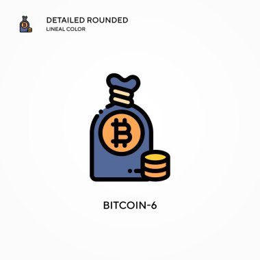 Bitcoin-6 vektör simgesi. Modern vektör illüstrasyon kavramları. Düzenlemesi ve kişiselleştirmesi kolay.