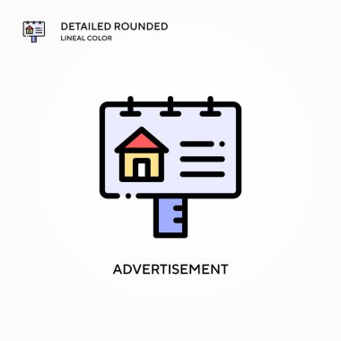 Reklam vektörü simgesi. Modern vektör illüstrasyon kavramları. Düzenlemesi ve kişiselleştirmesi kolay.