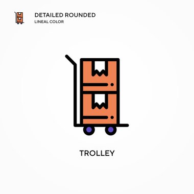 Trolley vektör simgesi. Modern vektör illüstrasyon kavramları. Düzenlemesi ve kişiselleştirmesi kolay.