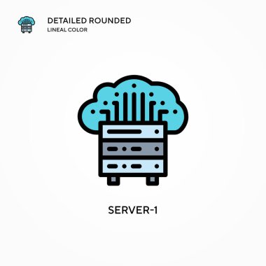Sunucu-1 vektör simgesi. Modern vektör illüstrasyon kavramları. Düzenlemesi ve kişiselleştirmesi kolay.