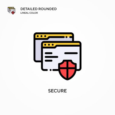 Güvenli vektör simgesi. Modern vektör illüstrasyon kavramları. Düzenlemesi ve kişiselleştirmesi kolay.