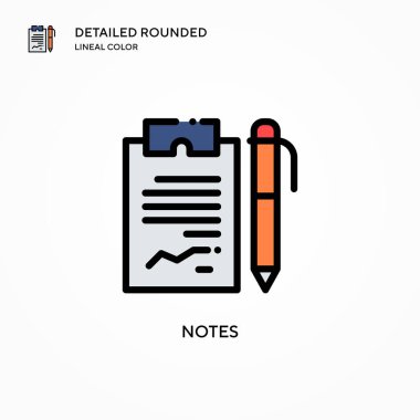 Not vektör simgesi. Modern vektör illüstrasyon kavramları. Düzenlemesi ve kişiselleştirmesi kolay.