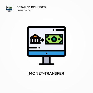 Para transferi vektör simgesi. Modern vektör illüstrasyon kavramları. Düzenlemesi ve kişiselleştirmesi kolay.