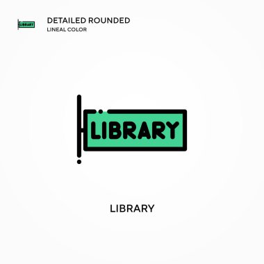 Kütüphane vektör simgesi. Modern vektör illüstrasyon kavramları. Düzenlemesi ve kişiselleştirmesi kolay.
