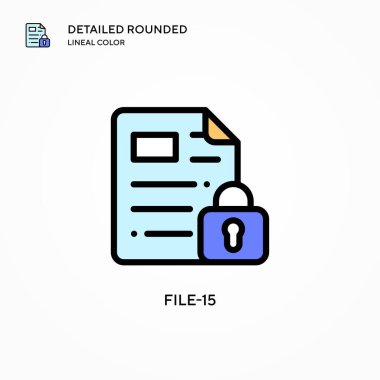 Dosya-15 vektör simgesi. Modern vektör illüstrasyon kavramları. Düzenlemesi ve kişiselleştirmesi kolay.