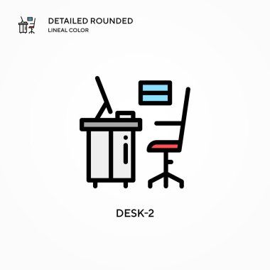 Masa-2 vektör simgesi. Modern vektör illüstrasyon kavramları. Düzenlemesi ve kişiselleştirmesi kolay.