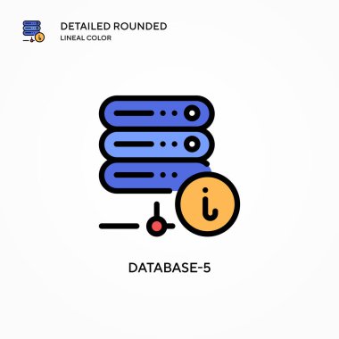 Veritabanı-5 vektör simgesi. Modern vektör illüstrasyon kavramları. Düzenlemesi ve kişiselleştirmesi kolay.
