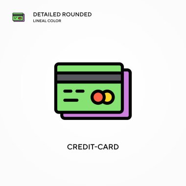 Kredi kartı vektör simgesi. Modern vektör illüstrasyon kavramları. Düzenlemesi ve kişiselleştirmesi kolay.