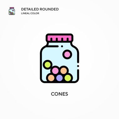 Koni vektör simgesi. Modern vektör illüstrasyon kavramları. Düzenlemesi ve kişiselleştirmesi kolay.