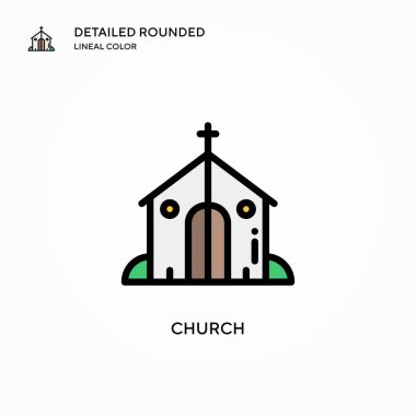 Kilise vektör ikonu. Modern vektör illüstrasyon kavramları. Düzenlemesi ve kişiselleştirmesi kolay.