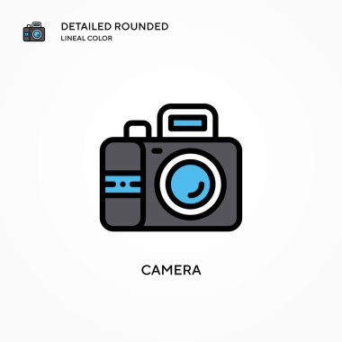 Kamera vektör simgesi. Modern vektör illüstrasyon kavramları. Düzenlemesi ve kişiselleştirmesi kolay.