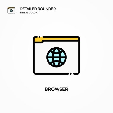 Tarayıcı vektör simgesi. Modern vektör illüstrasyon kavramları. Düzenlemesi ve kişiselleştirmesi kolay.