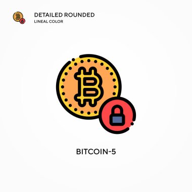 Bitcoin-5 vektör simgesi. Modern vektör illüstrasyon kavramları. Düzenlemesi ve kişiselleştirmesi kolay.
