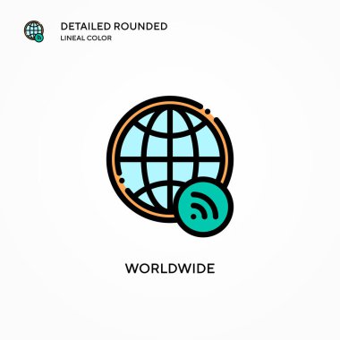 Dünya çapında vektör simgesi. Modern vektör illüstrasyon kavramları. Düzenlemesi ve kişiselleştirmesi kolay.